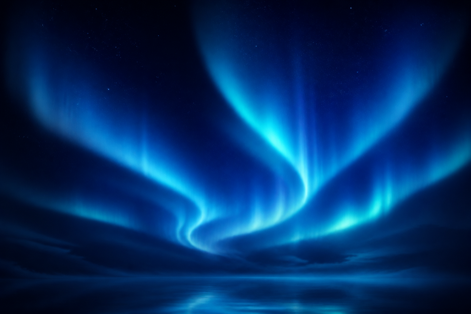 Aurora boreal azul y celeste